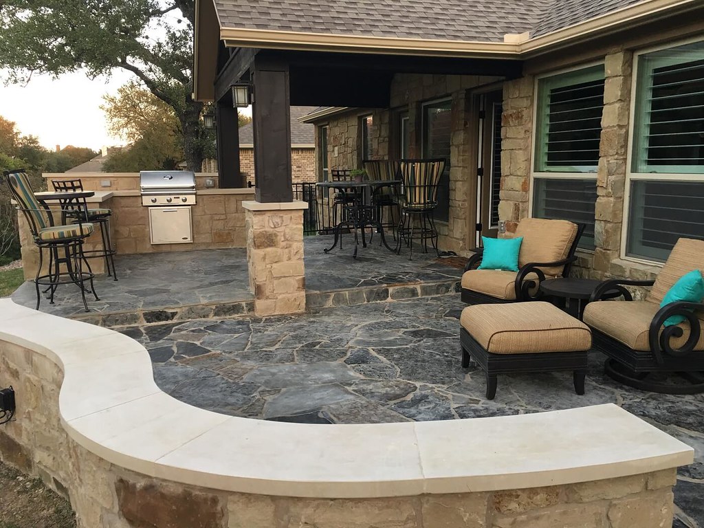 Finished decorative concrete outdoor living area
