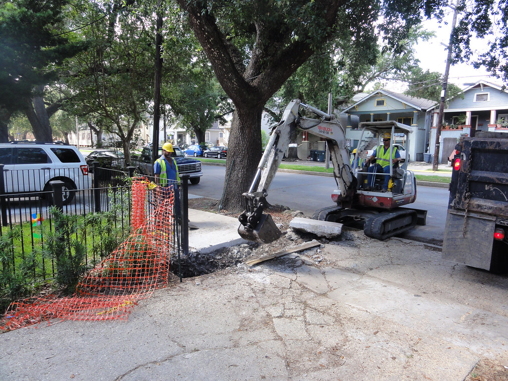 Concrete removal and replacement work in progress