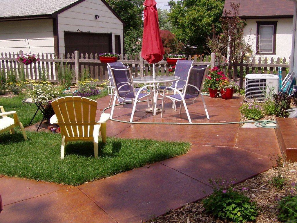 Completed residential concrete patio installation